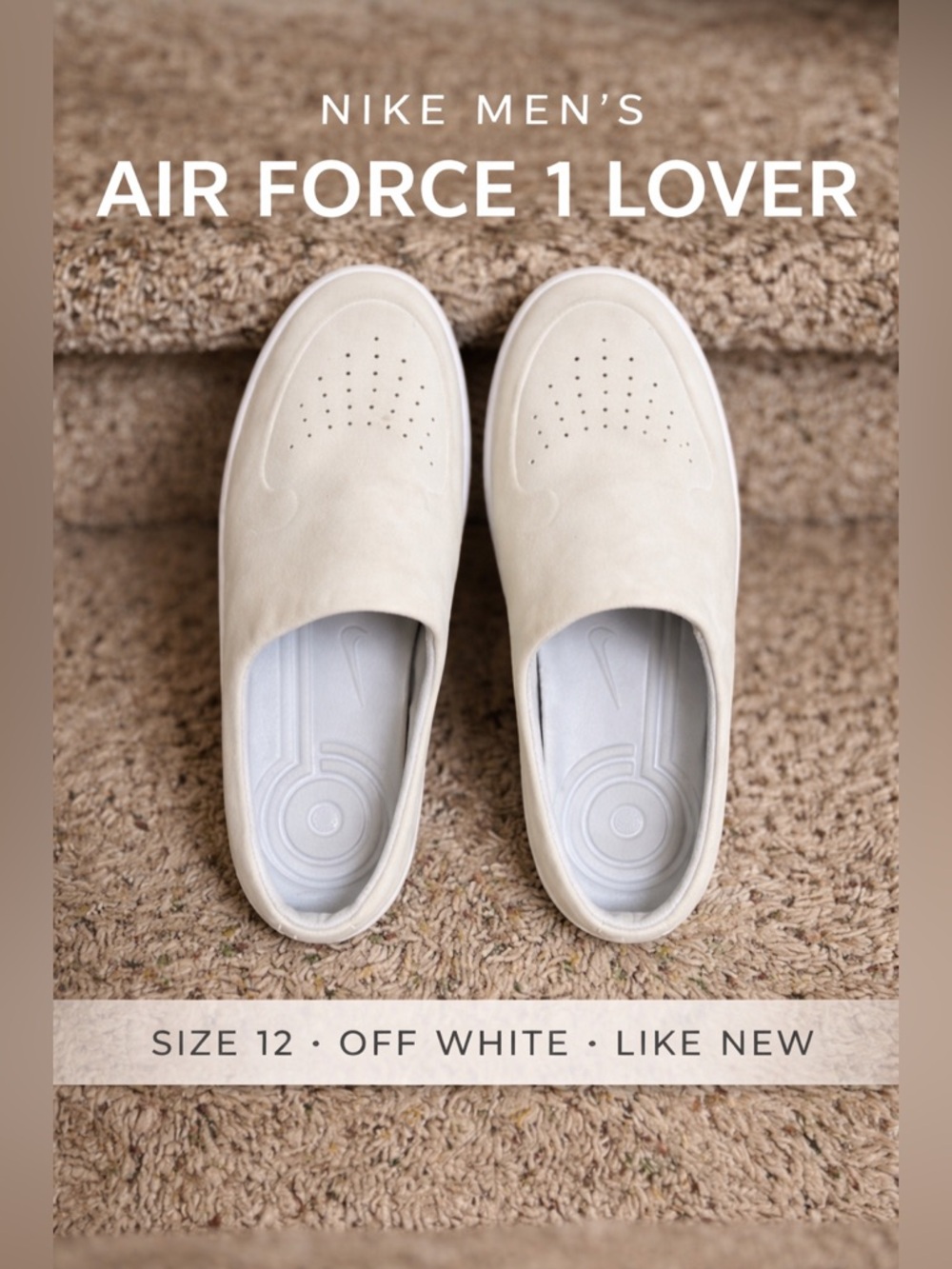 LIKE NEW Nike Men’s Air Force 1 Lover XX 'Off White' Slip-On AO1523-100 size 12